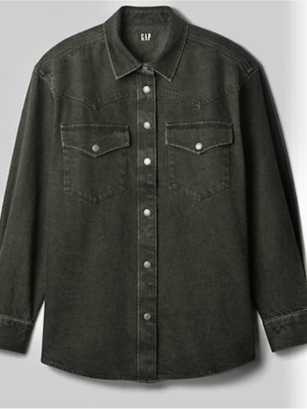 Gap black denim western shirt jacket with snaps ***tall*** size Large